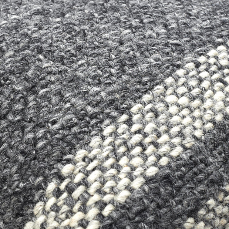 Gray and Beige Striped Wool Square Throw Pillow