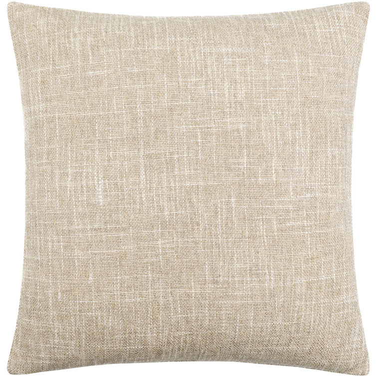Olive and Beige Cotton Square Throw Pillow 18" x 18"