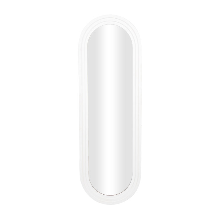 White Oval Full Length Wood Wall Mirror