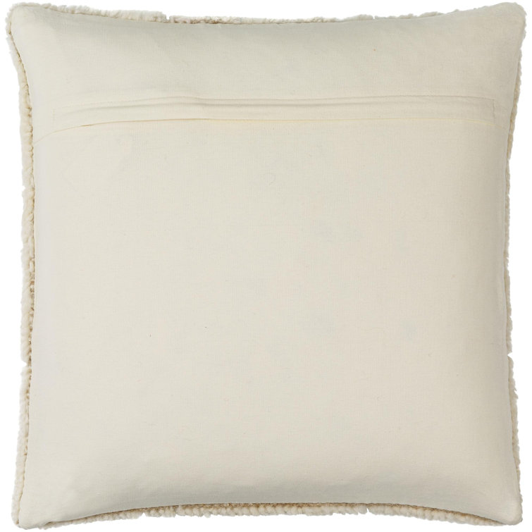 Ivory Wool Blend Square Throw Pillow