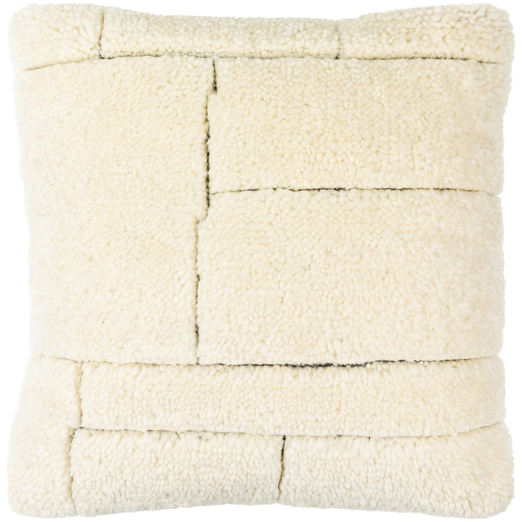 22" Square Off-White Wool Blend Throw Pillow