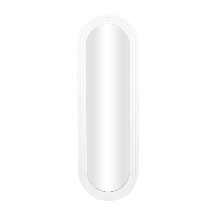 White Oval Full Length Wood Wall Mirror
