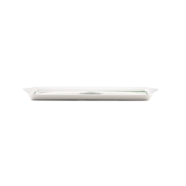 Festive Green-Banded Christmas Tree Melamine Sandwich Tray - 15.1 x 6.5 Inches