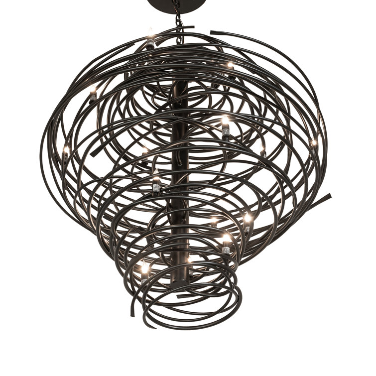 Cyclone 20-Light Solar Black Iron Chandelier