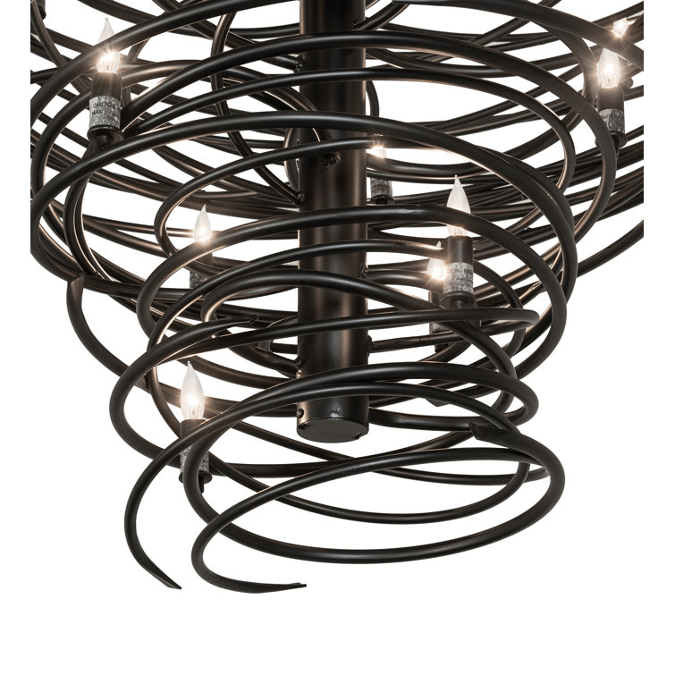 Cyclone 20-Light Solar Black Iron Chandelier