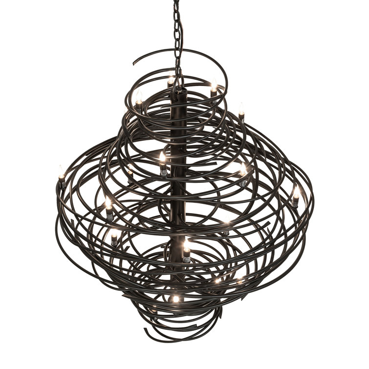 Cyclone 20-Light Solar Black Iron Chandelier