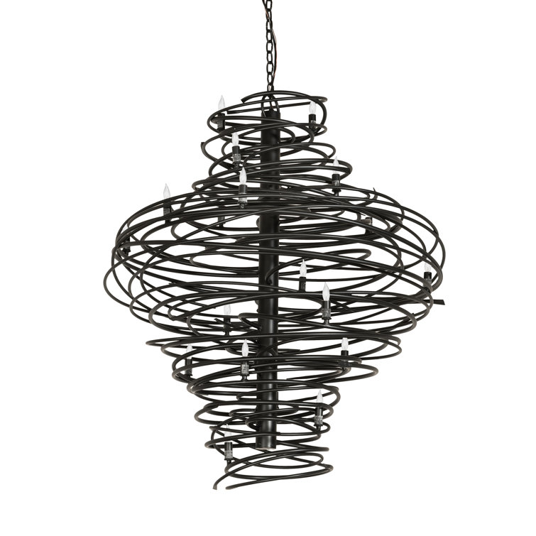 Cyclone 20-Light Solar Black Iron Chandelier