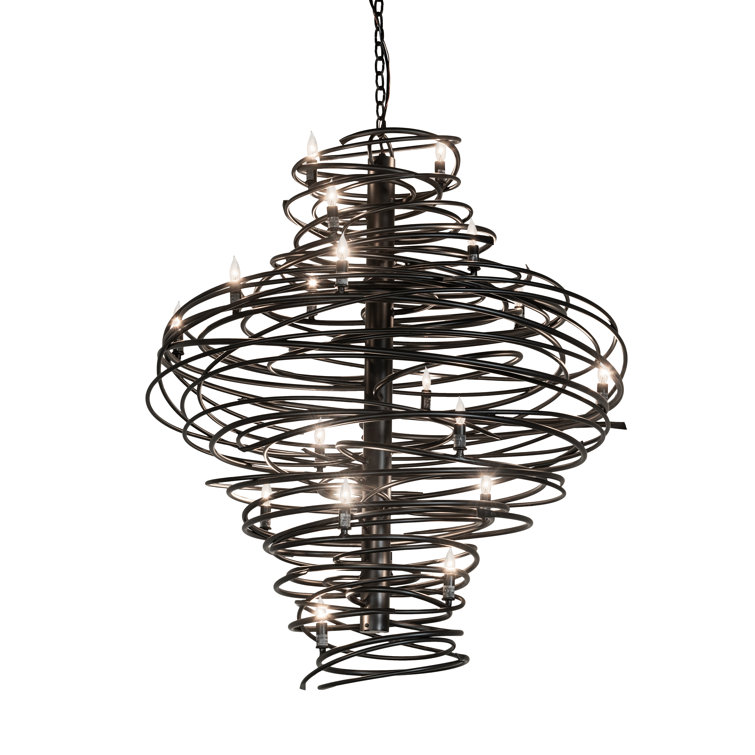 Cyclone 20-Light Solar Black Iron Chandelier