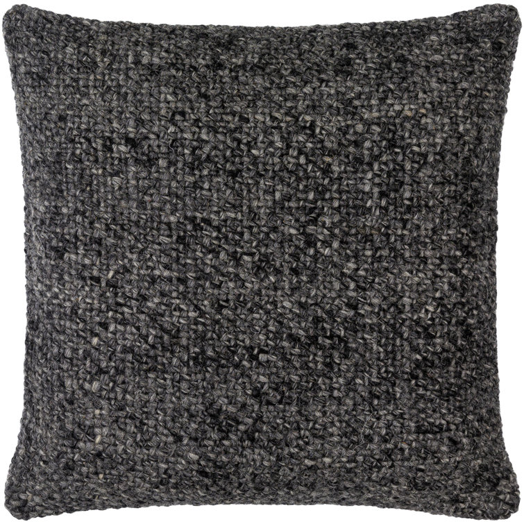 Bone Wool and Cotton Square Cottage Throw Pillow