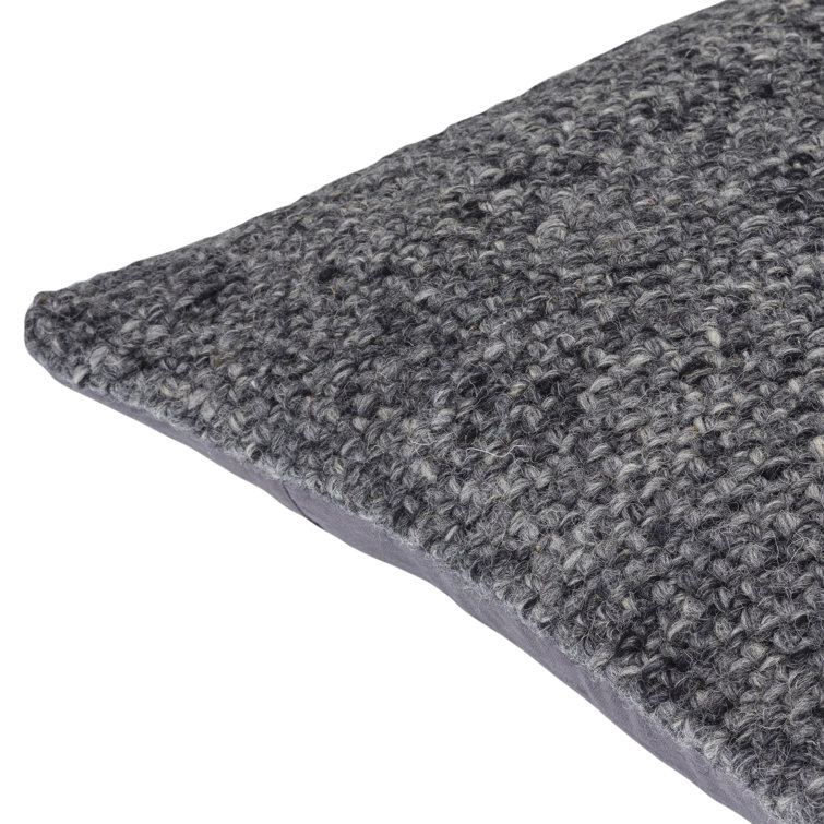 Bone Wool and Cotton Square Cottage Throw Pillow