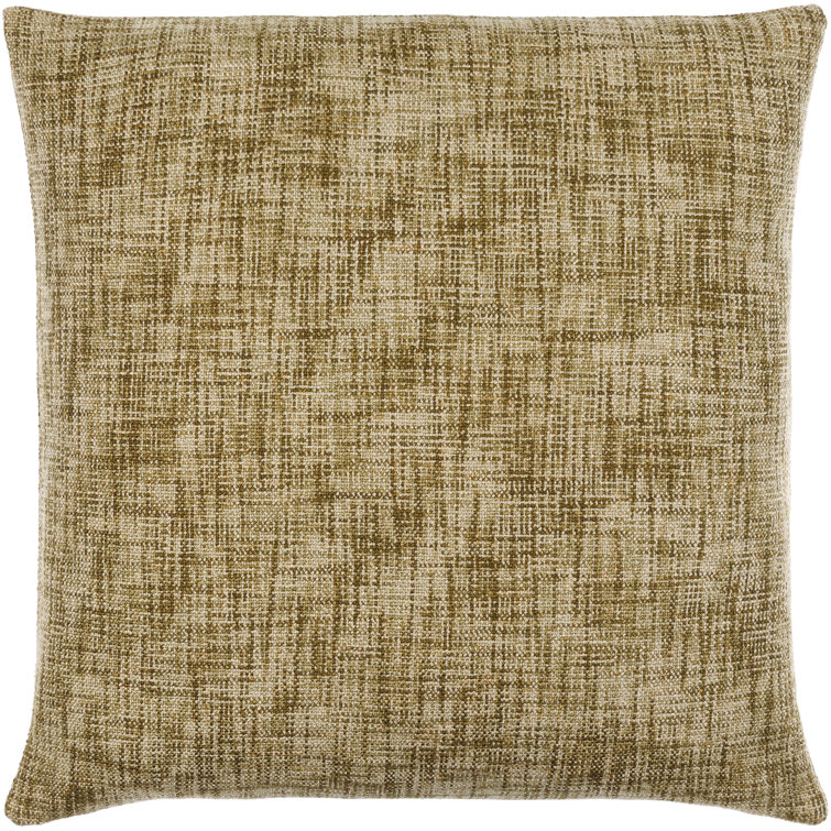 Olive and Beige Cotton Square Throw Pillow 18" x 18"