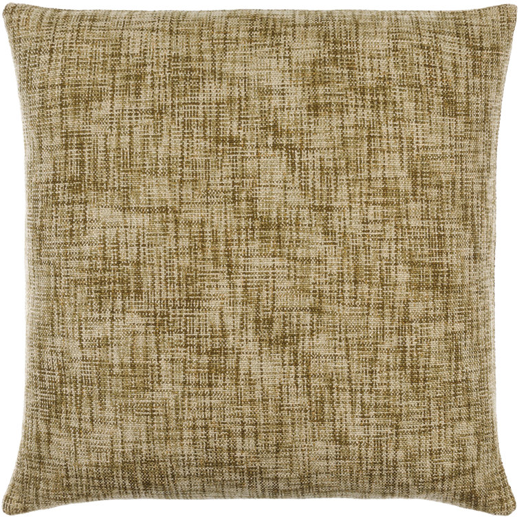 Olive and Beige Cotton Square Throw Pillow 18" x 18"