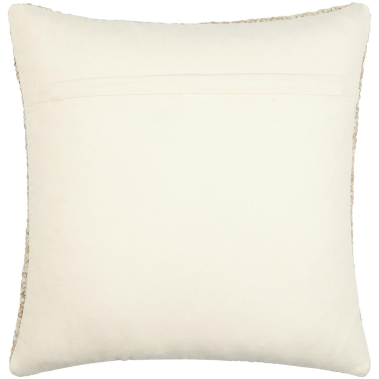 Bone Wool and Cotton Square Cottage Throw Pillow