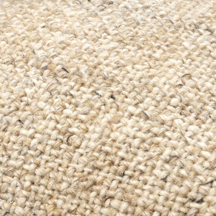 Bone Wool and Cotton Square Cottage Throw Pillow