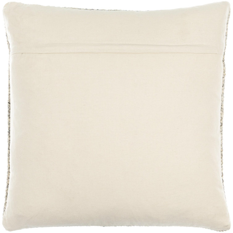 Bone Wool and Cotton Square Cottage Throw Pillow