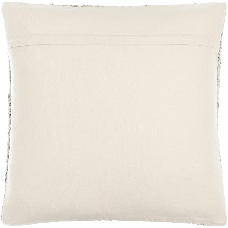 Antique White Textured Wool Square Throw Pillow