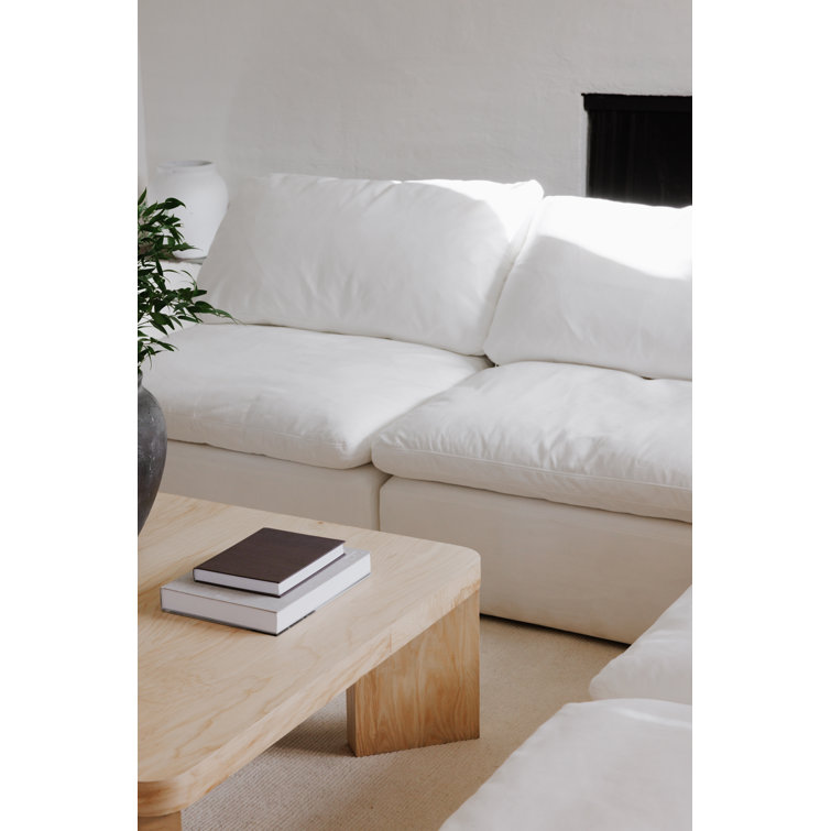 Terra Cream 114" Tufted Modular Sectional with Ottoman in Livesmart Fabric