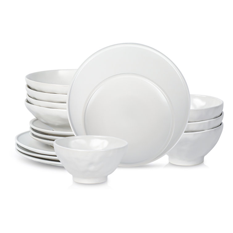 White Ceramic 16-Piece Minimalist Dinnerware Set