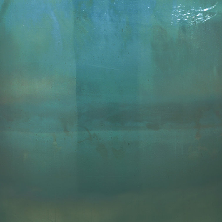 Large Aqua Glass Table Vase with Metallic Finish