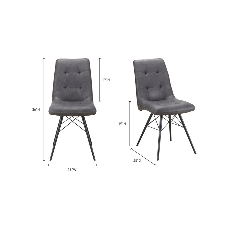 Aiello Gray Faux Leather Upholstered Side Chair with Latticed Metal Legs