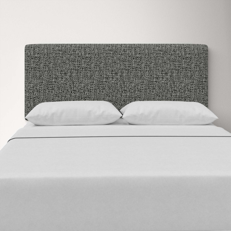 Classic Black Linen Upholstered Queen Headboard with Solid Wood Frame