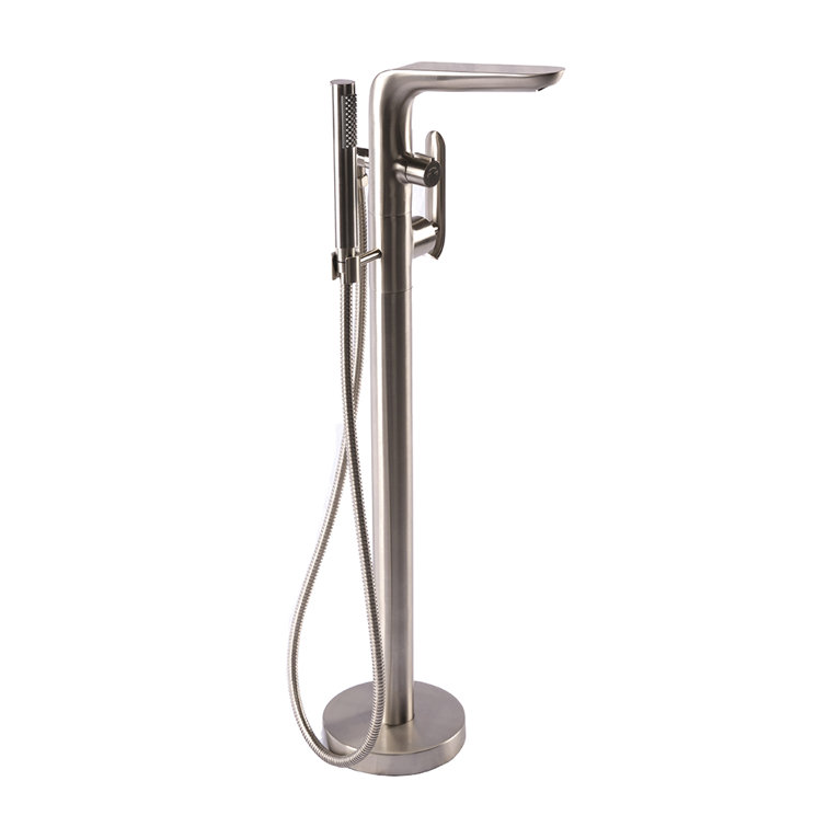 Brushed Nickel Floor-Standing Tub Filler with Diverter
