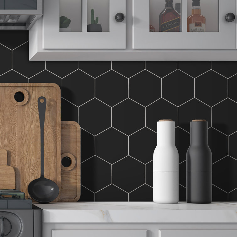 Noir Hexagon Composite Peel and Stick Wall Mural