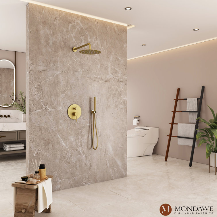 Brushed Gold Dual-Function Rain Shower System with Handheld