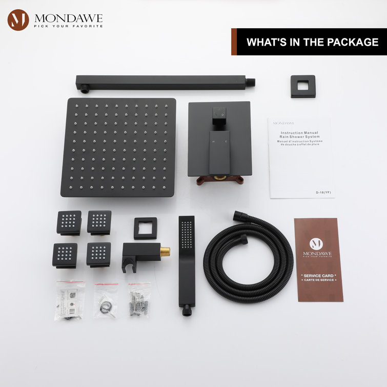 Matte Black Brass Dual Shower Head System with Handheld and Body Jets