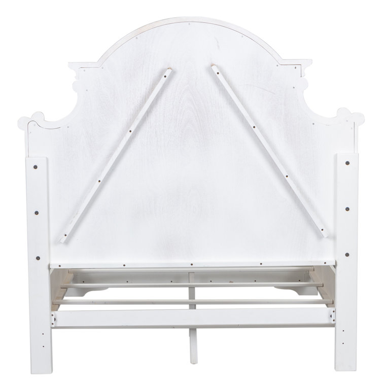 Antique White Queen Panel Bed with Arched Crown