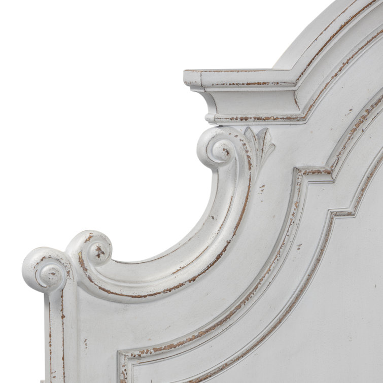 Antique White Queen Panel Bed with Arched Crown