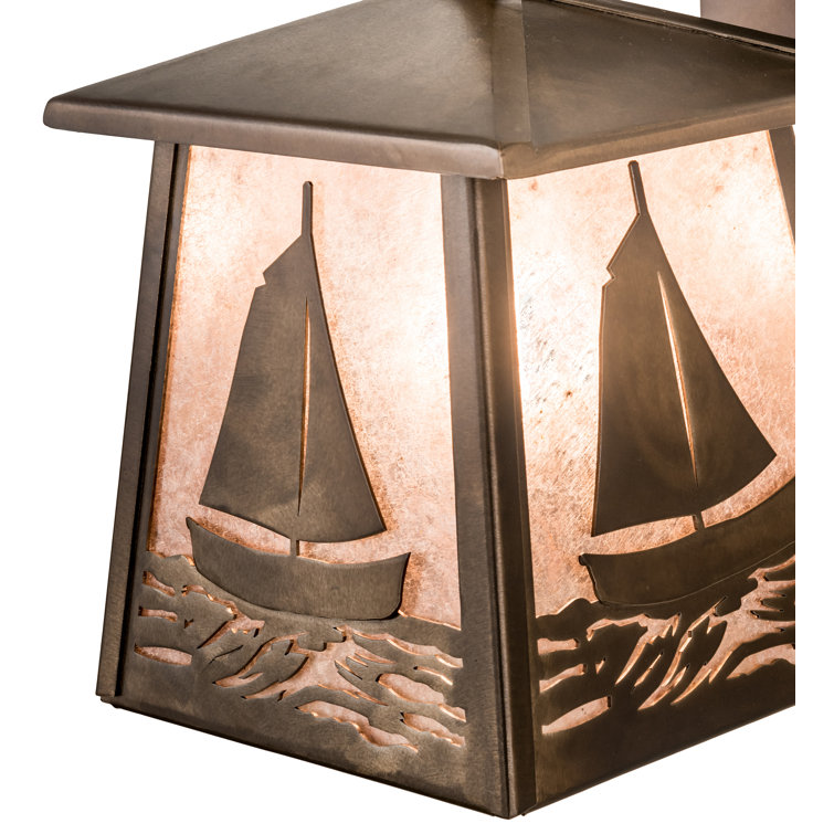 Nautical Nickel Bell Outdoor Sconce with Silver Mica Shade