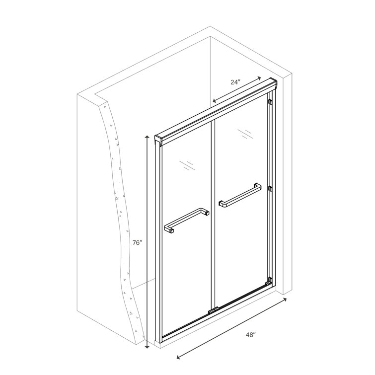 48'' W x 76'' H Chrome Frameless Double Sliding Shower Door