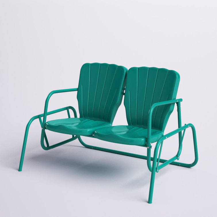 Turquoise Gloss Metal Two-Seater Outdoor Glider Bench