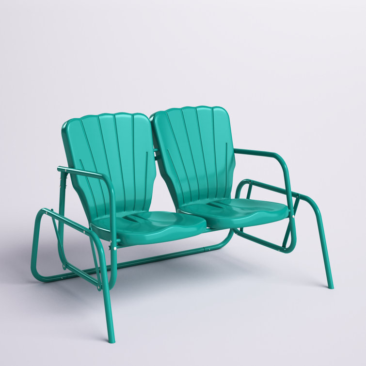 Turquoise Gloss Metal Two-Seater Outdoor Glider Bench