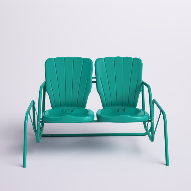 Turquoise Gloss Metal Two-Seater Outdoor Glider Bench