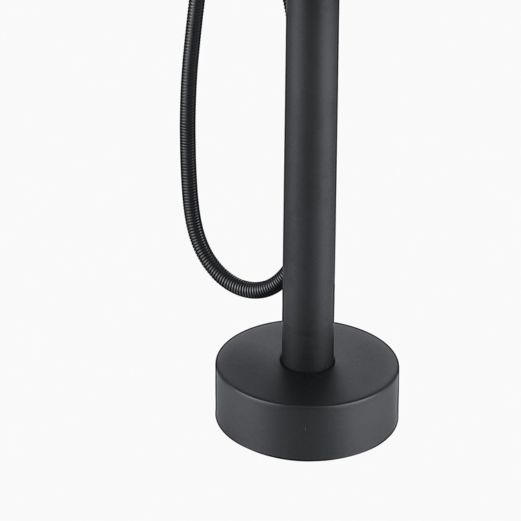 Matte Black Stainless Steel Freestanding Tub Filler with Hand Shower