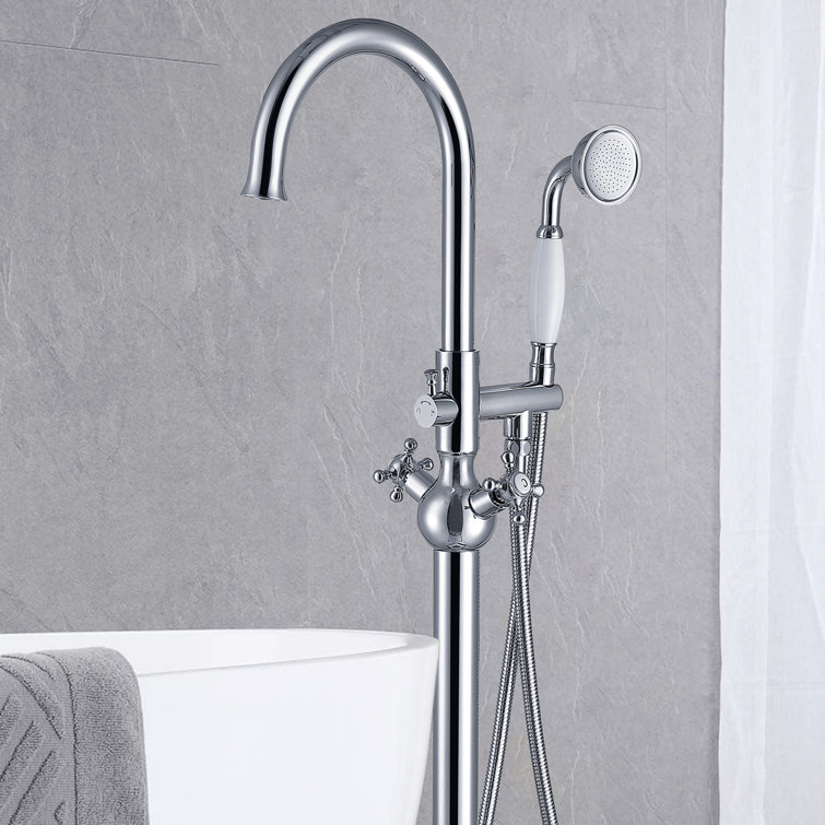 Chrome Freestanding High Arc Tub Filler with Lever Handle