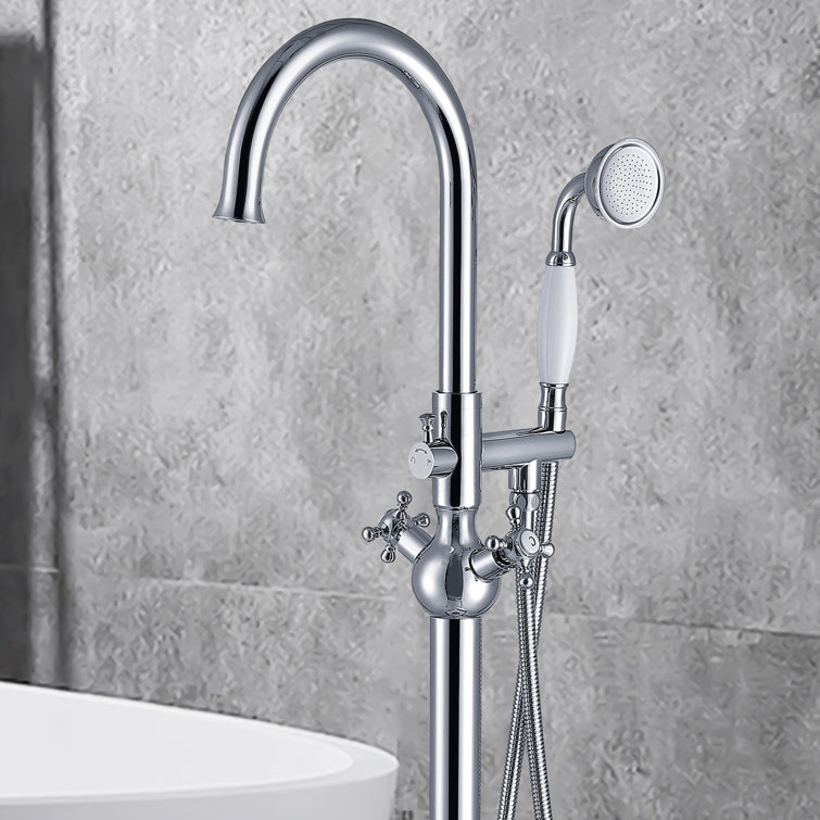 Chrome Freestanding High Arc Tub Filler with Lever Handle