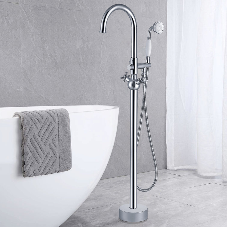 Chrome Freestanding High Arc Tub Filler with Lever Handle