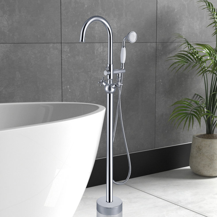 Chrome Freestanding High Arc Tub Filler with Lever Handle