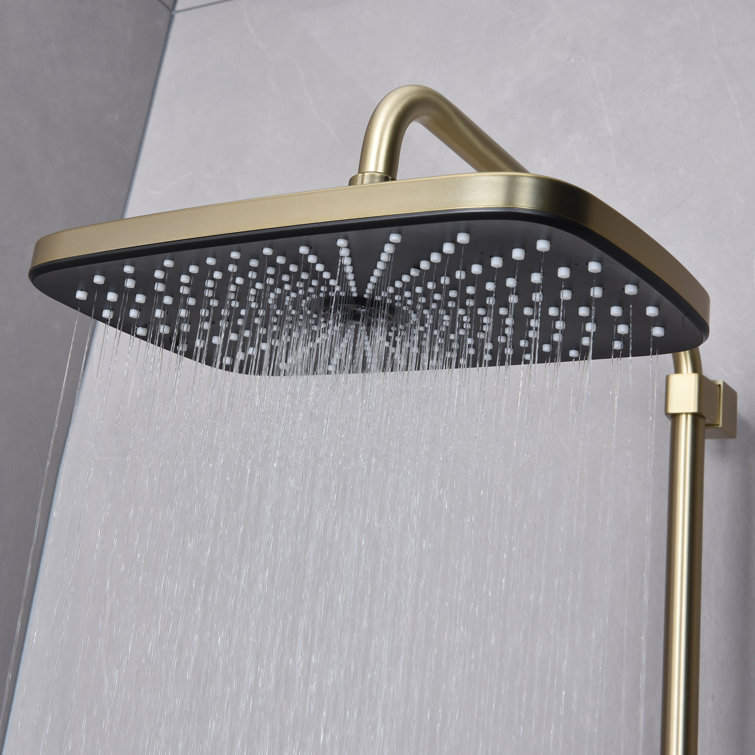 Brushed Gold Brass Thermostatic Wall-Mounted Shower System