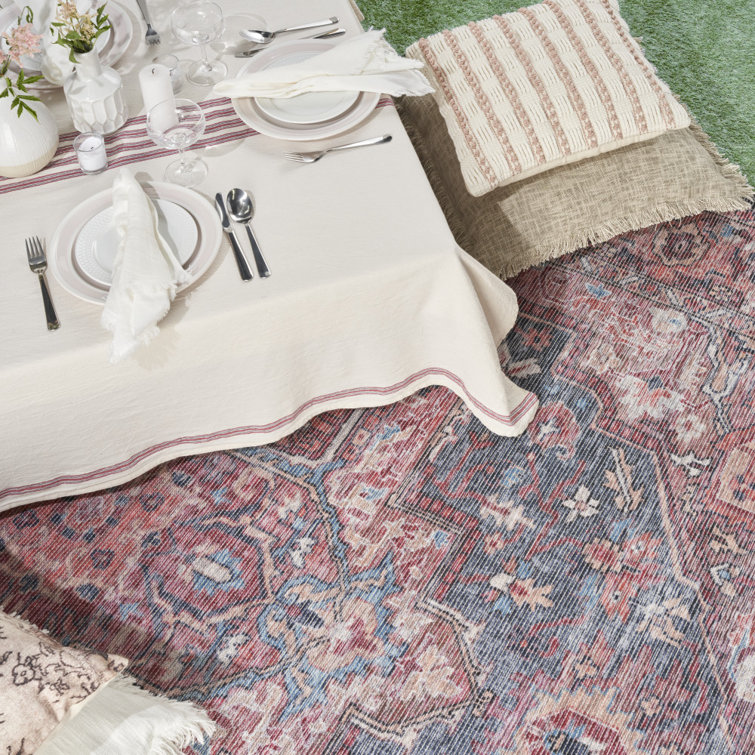 Multicolor Floral Cotton Chenille 5' x 7' Area Rug