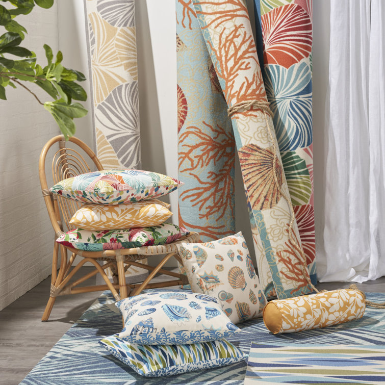 Waverly Sun N Shade Grey & Yellow Botanical 20" Square Throw Pillow