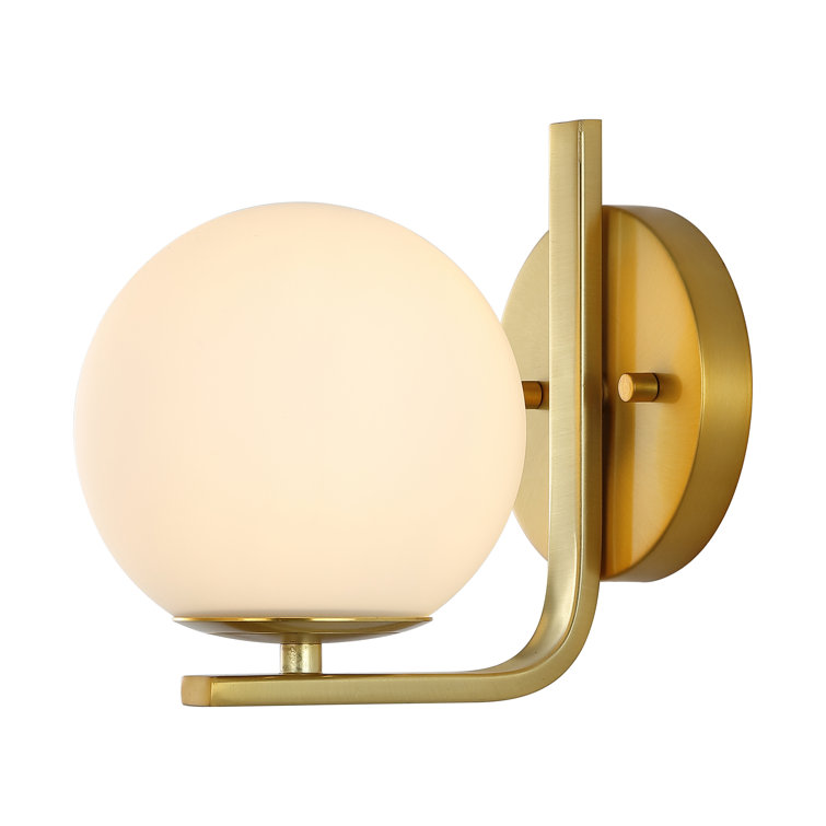 Liraz 8" Brass and Frosted Glass Wall Sconce Set