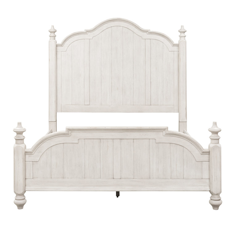Antique White Pine Queen Poster Bed with Drawers