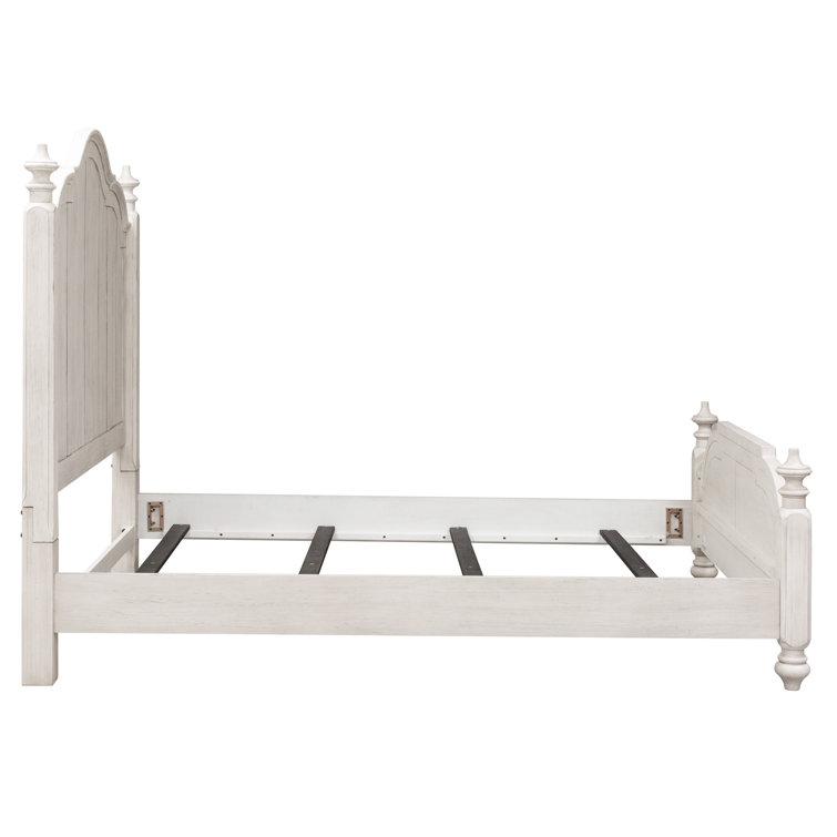 Antique White Pine Queen Poster Bed with Drawers