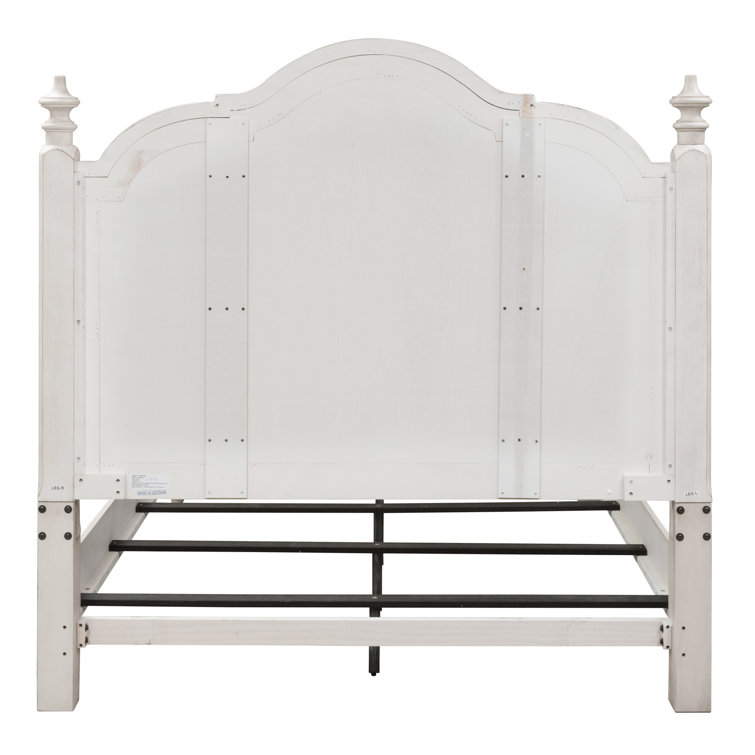 Antique White Pine Queen Poster Bed with Drawers