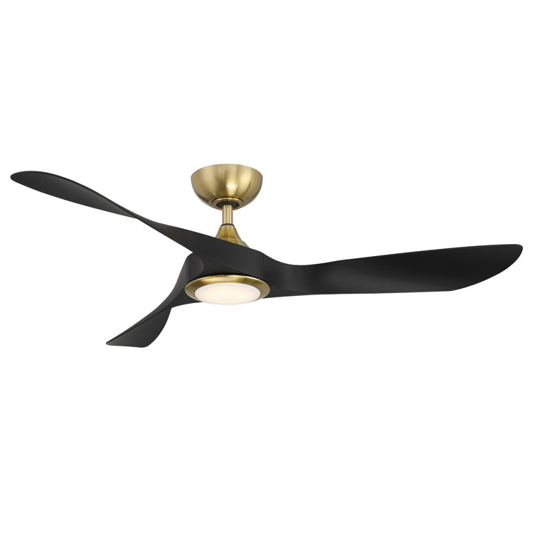 54" Soft Brass and Matte Black Smart Ceiling Fan with LED Light and Remote