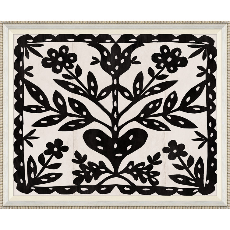 Black and White Floral Archival Giclee Print with Wood Frame